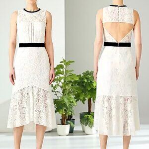 MARISSA WEBB Sophia Lace Midi Dress Flounced Ruffled